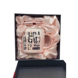 Penny Cai Pink Marble Teacher Mug with Lid It Takes A Big Heart Gift Boxed NEW